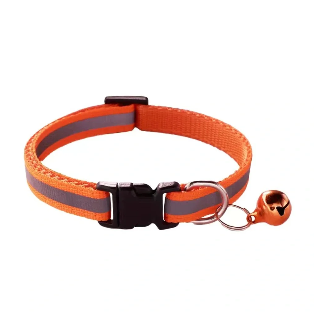 Cat or Small Dog Reflective Adjustable Collar with Bell and Quick Release Buckle